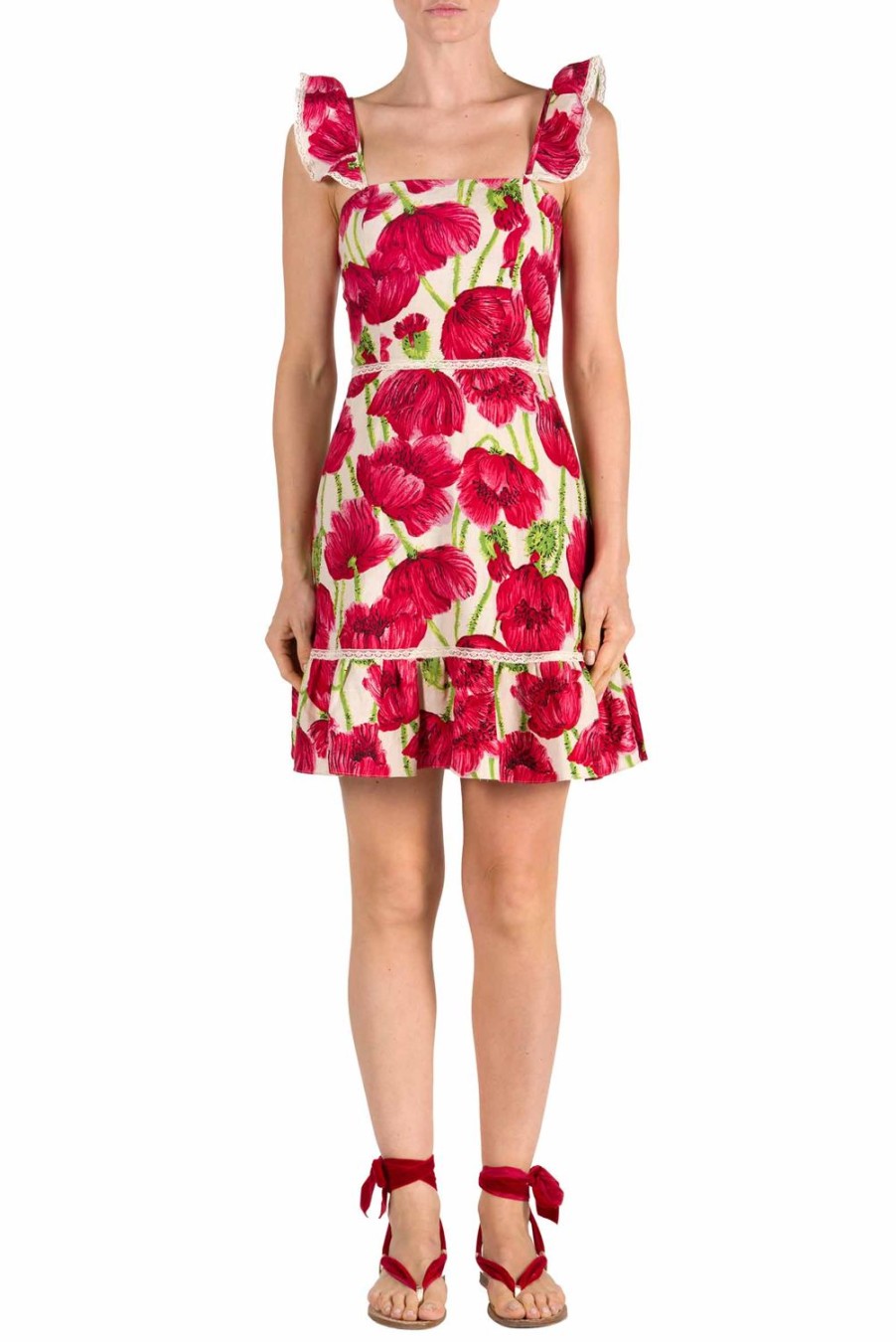 Dresses | Luisa Beccaria Macro Poppies Linen Dress