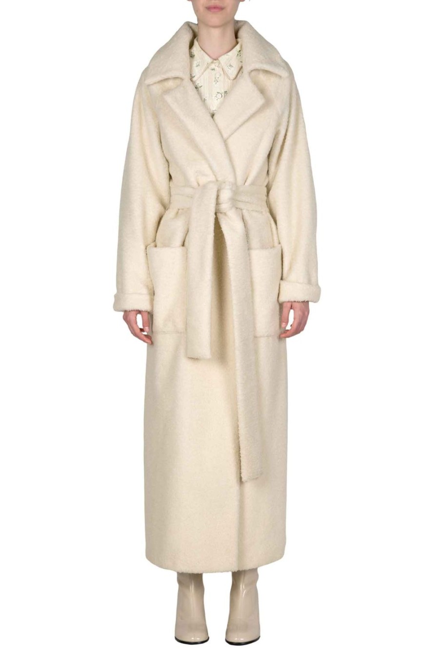 Jackets & Coats | Luisa Beccaria White Maxi Wool Coat