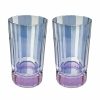 Tumblers | Luisa Beccaria Striped Blue Set Of Two Large Duccio Tumbler With Purple Base