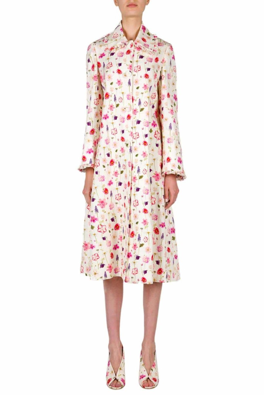 Jackets & Coats | Luisa Beccaria Floral Printed Cotton-Piquet Coat