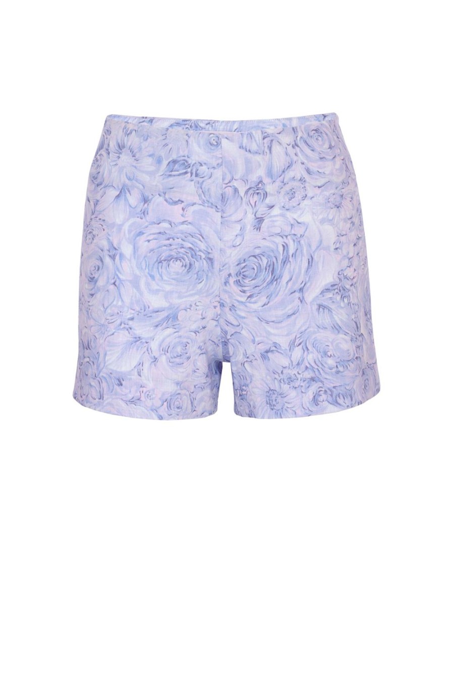 Trousers & Shorts | Luisa Beccaria Roses Printed Linen Shorts Lilac