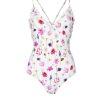 Swimwear | Luisa Beccaria One-Piece Swimsuit V Neckline Pink Roses