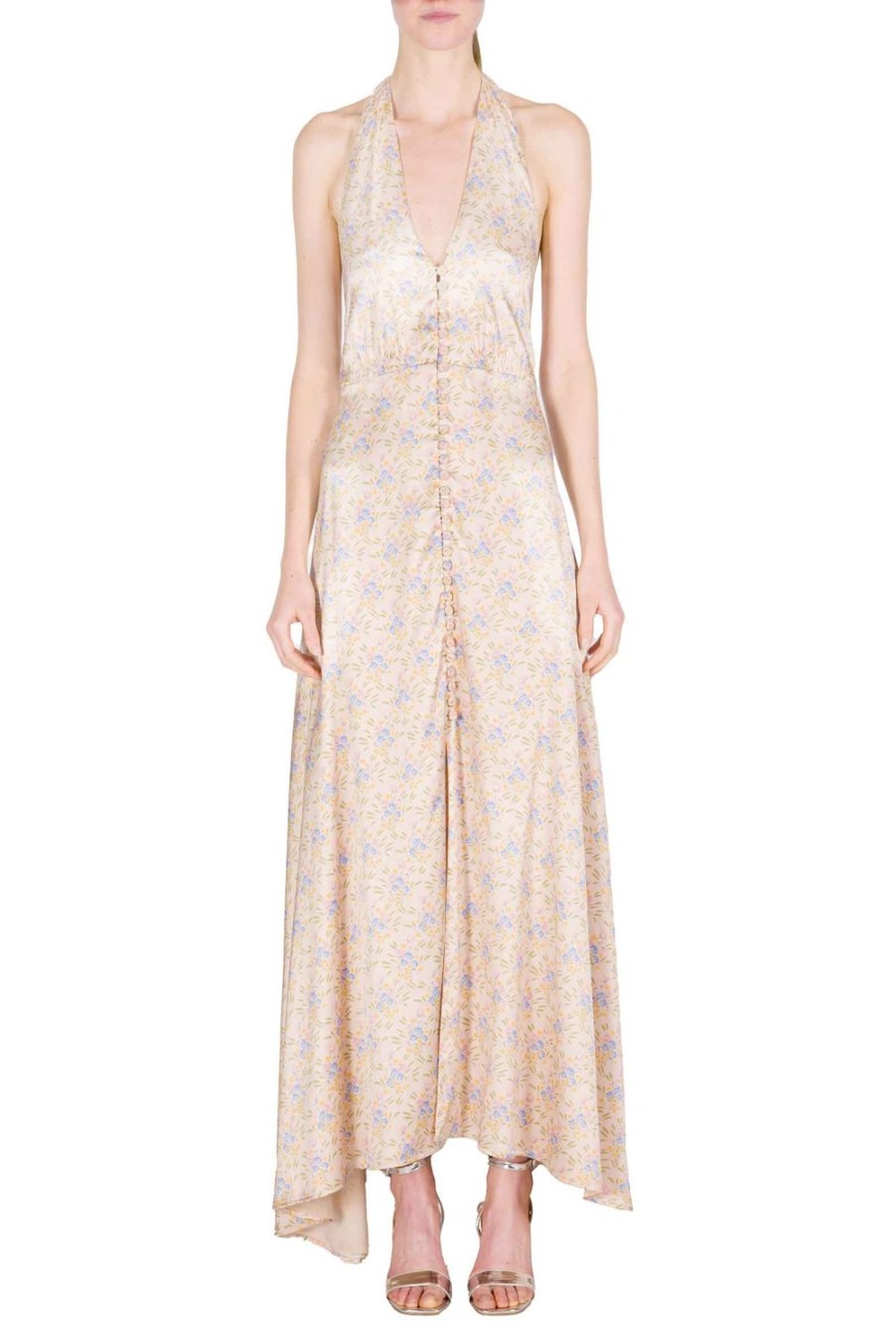 Dresses | Luisa Beccaria Blooming Mirage Sleeveless Bottoncino Dress