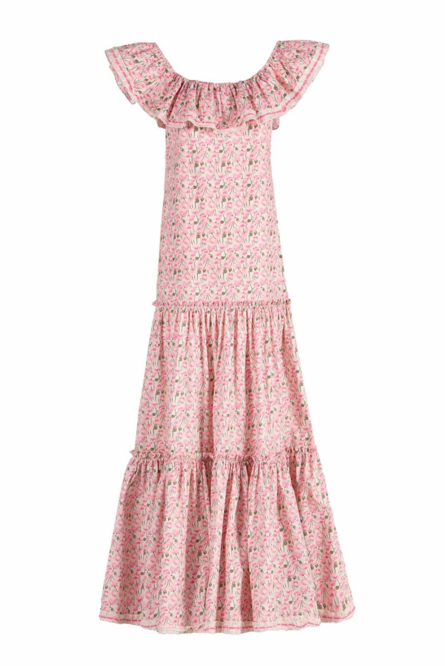 Dresses | Luisa Beccaria Micro Poppies Printed Stretch Cotton Dress