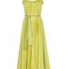 Dresses | Luisa Beccaria Lime Green Pleated Dress With Sash