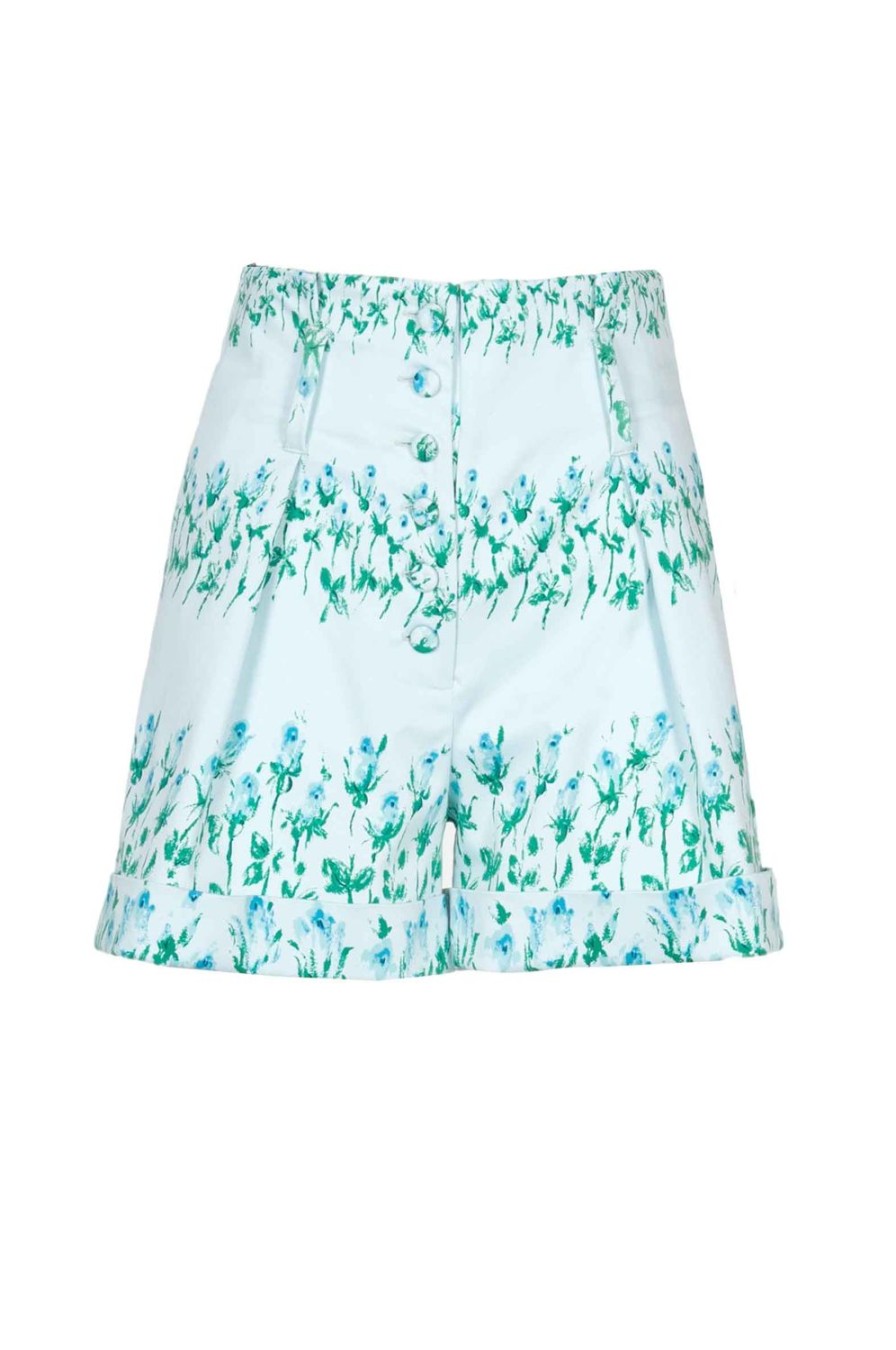 Trousers & Shorts | Luisa Beccaria Flowery Striped Cotton Shorts