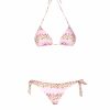 Swimwear | Luisa Beccaria Triangle And Slip Pink Flowery Striped Bikini