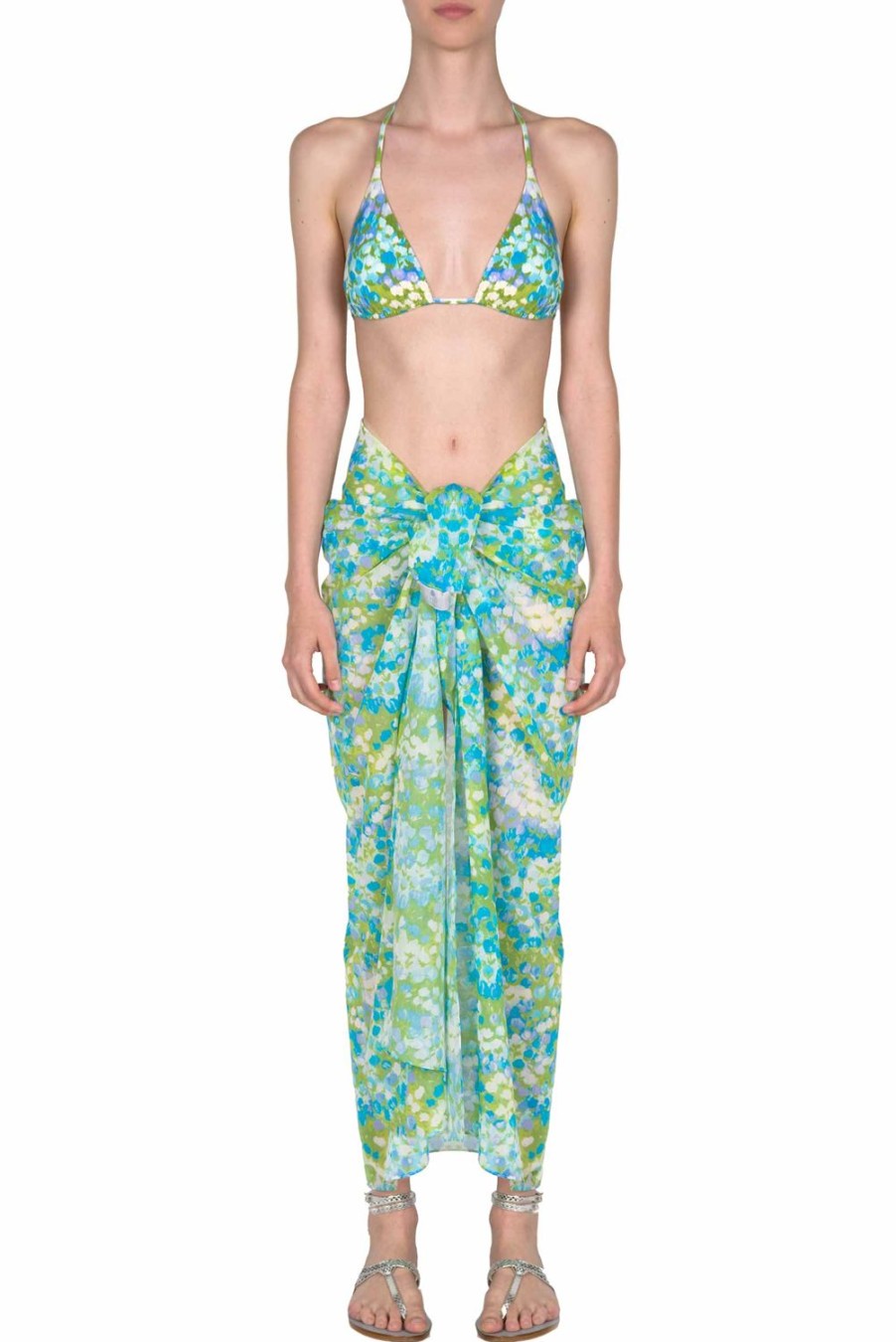 Swimwear | Luisa Beccaria Blue Monet Long Pareo