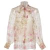 Tops & Blouses | Luisa Beccaria Floral Print Silk Organza Pussy Bow Blouse