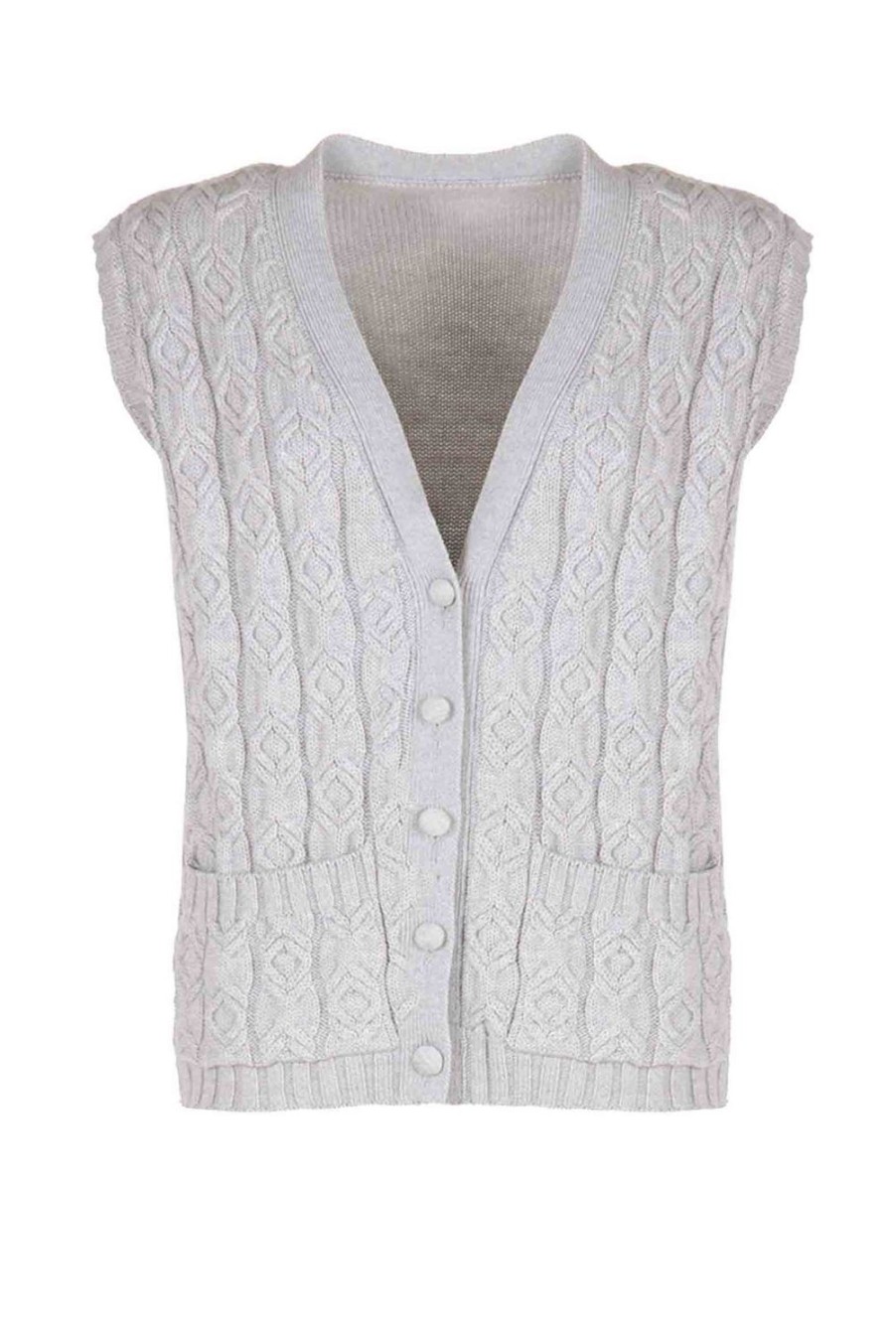 Knitwear | Luisa Beccaria Wool Twisted Vest Grey