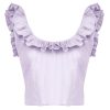 Tops & Blouses | Luisa Beccaria Lilac/White Ruffled Striped Cotton-Blend Top