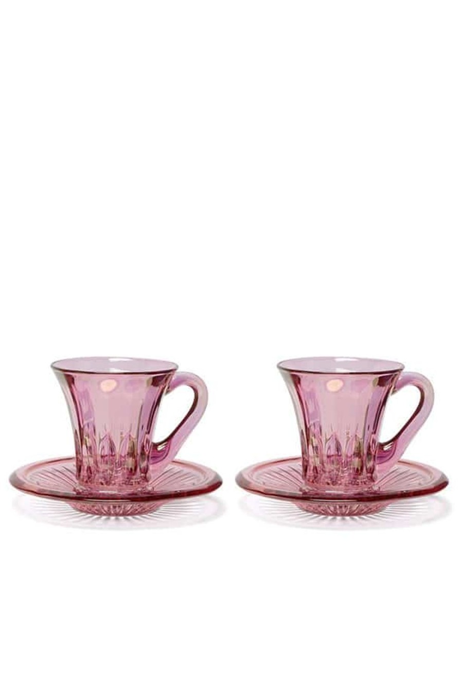 Cups | Luisa Beccaria Pink Set Of Two Prestige Transparent Coffee Cups