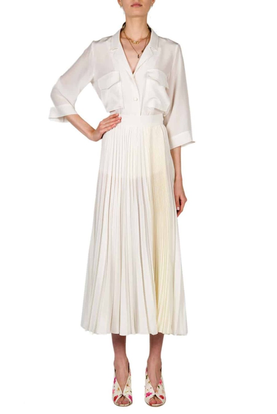 Skirts | Luisa Beccaria Pleated Crepe De Chine Midi Skirt